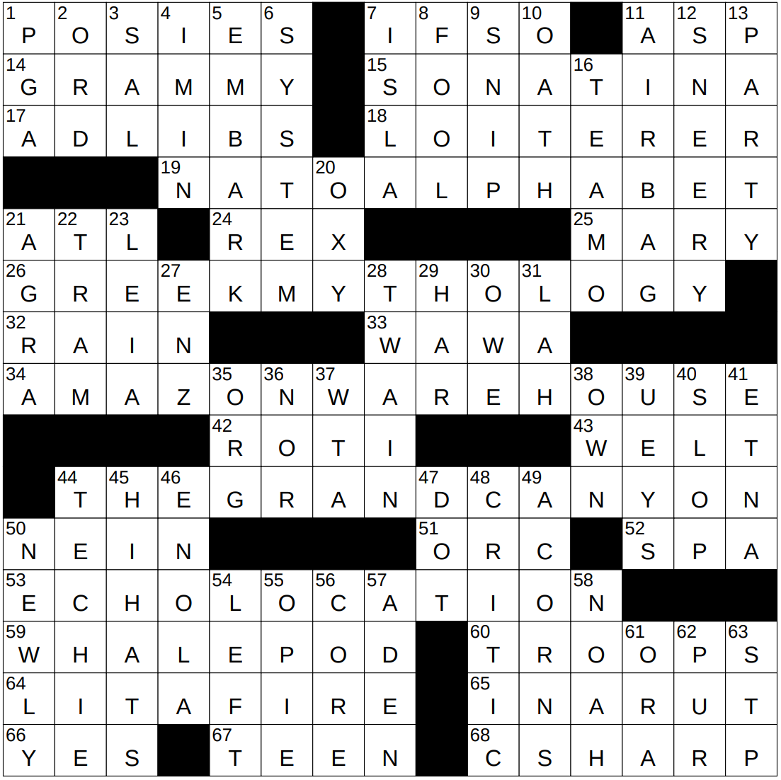 0120 26 NY Times Crossword 20 Jan 26 Tuesday NYXCrossword