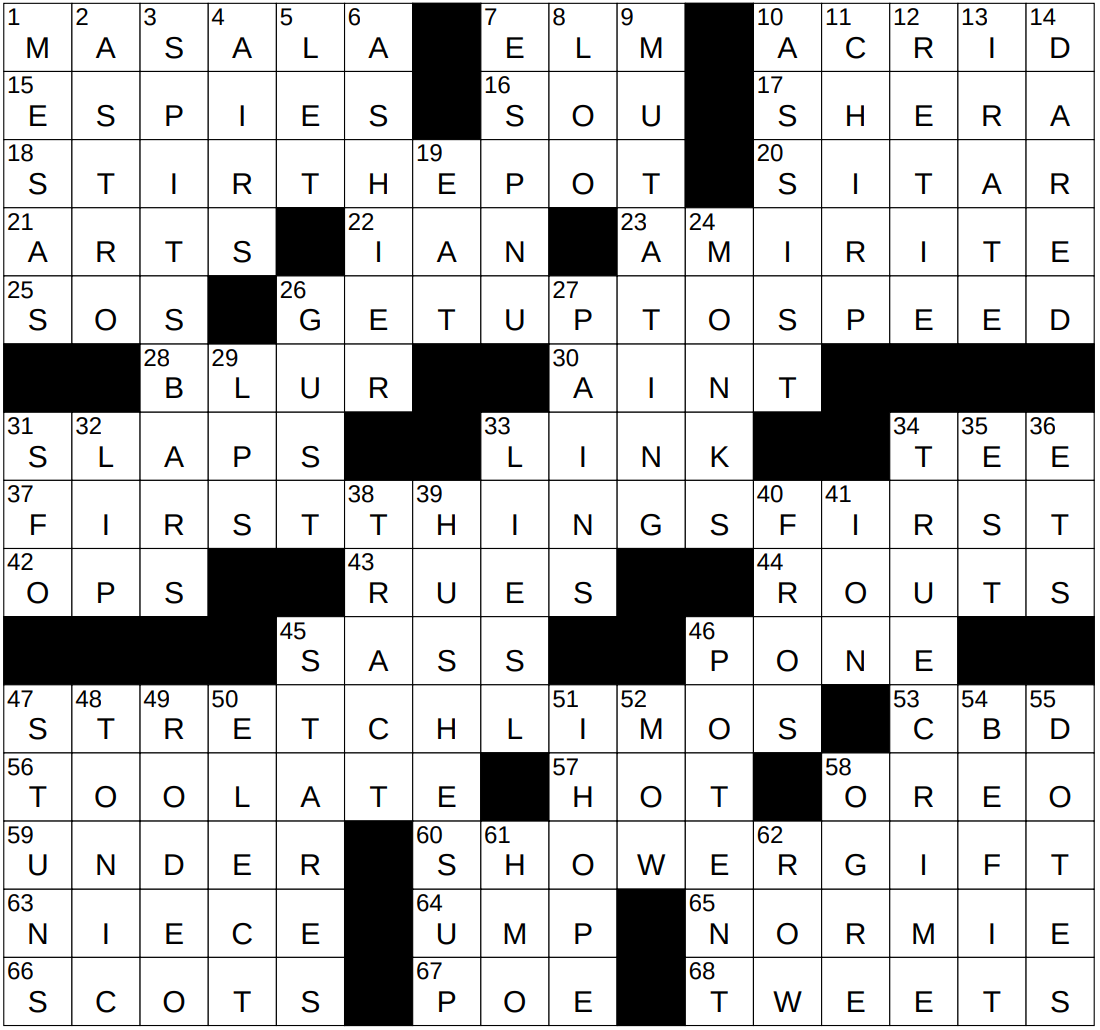 0303 26 NY Times Crossword 3 Mar 26 Tuesday NYXCrossword