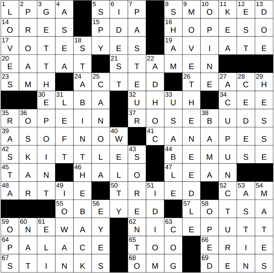 0311 25 NY Times Crossword 11 Mar 25 Tuesday NYXCrossword