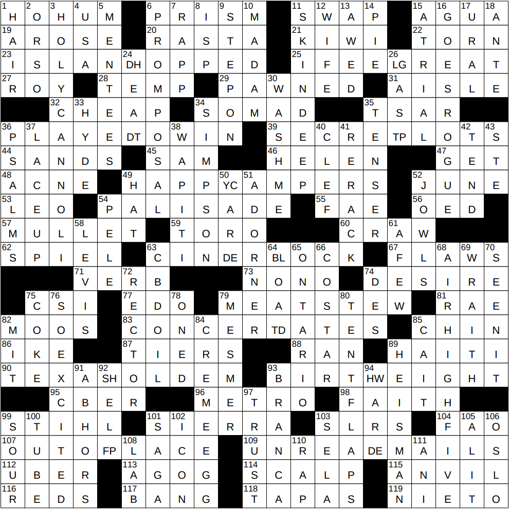 0419 26 NY Times Crossword 19 Apr 26 Sunday NYXCrossword
