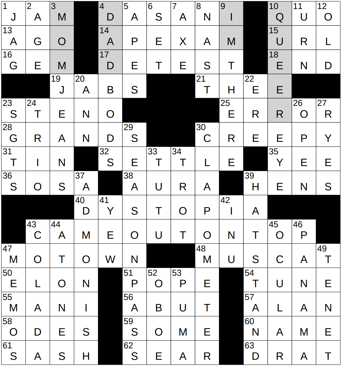 0601 26 NY Times Crossword 1 Jun 26 Monday NYXCrossword