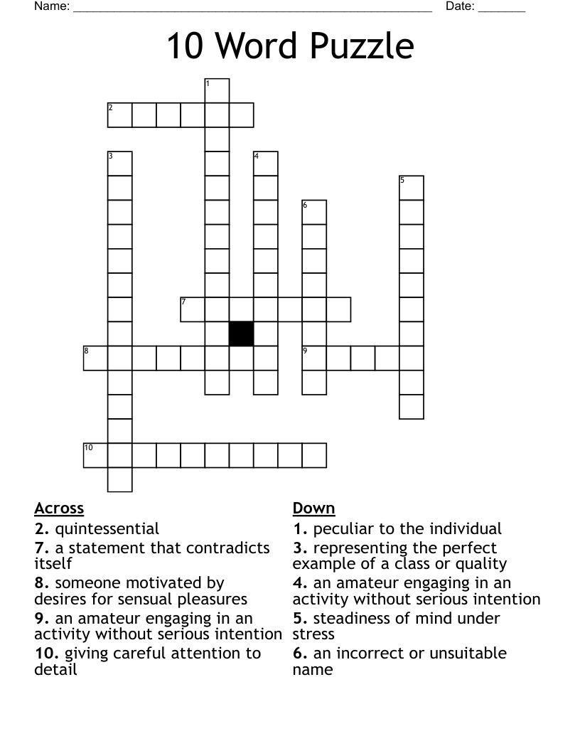 10 Word Puzzle Crossword WordMint