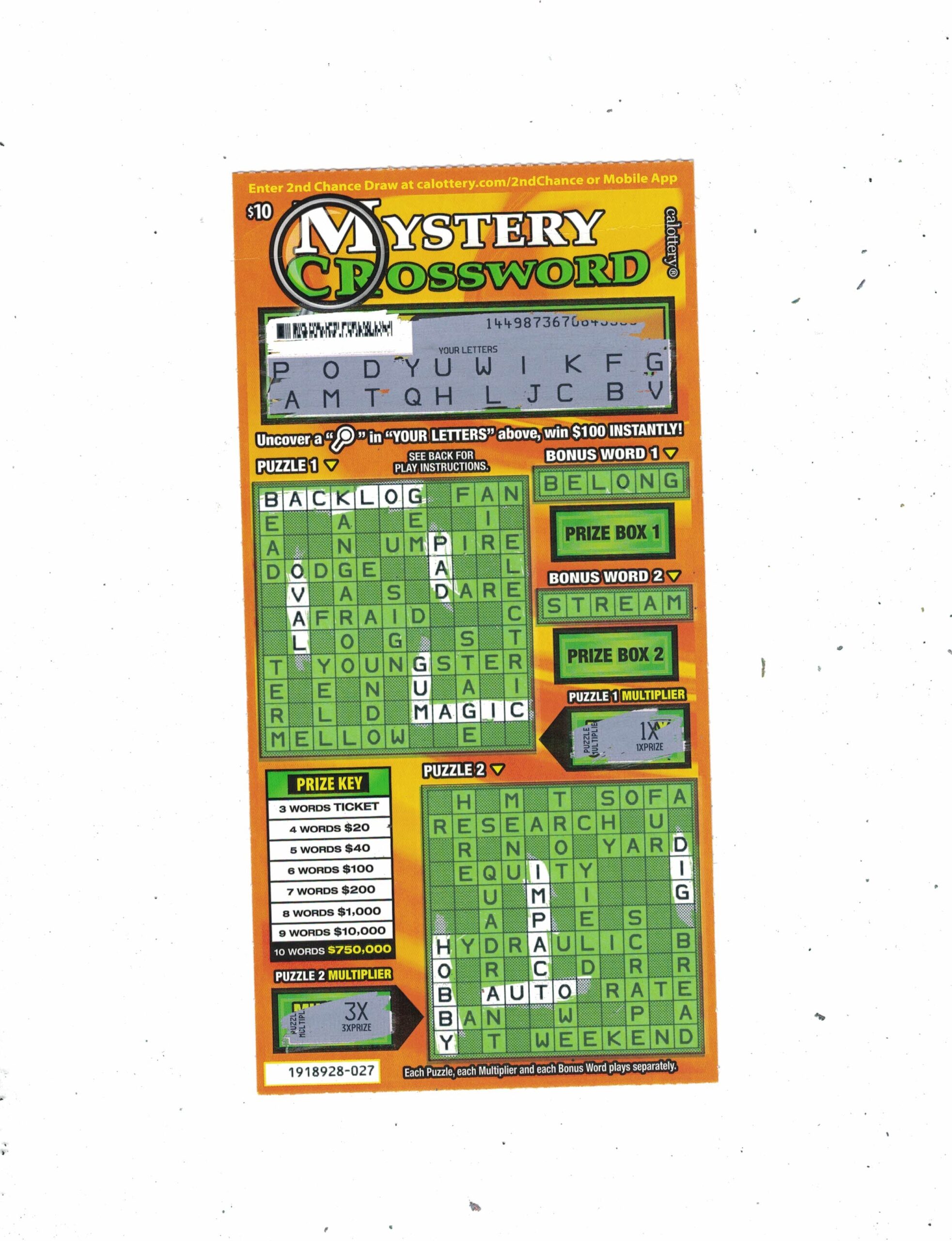  100 Mystery Crossword Win R Lottery