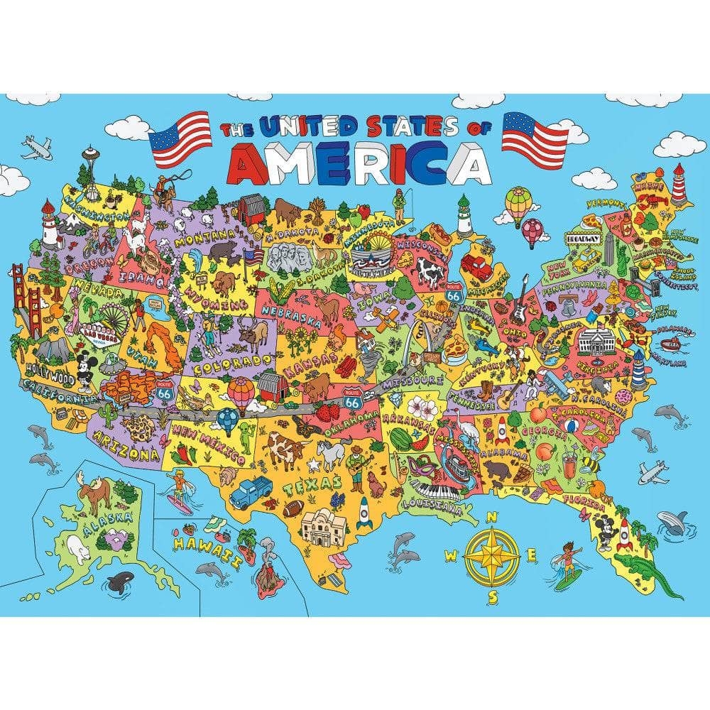101 Things To Spot In The USA 100 Piece Kids Jigsaw Puzzle Traveling Bags