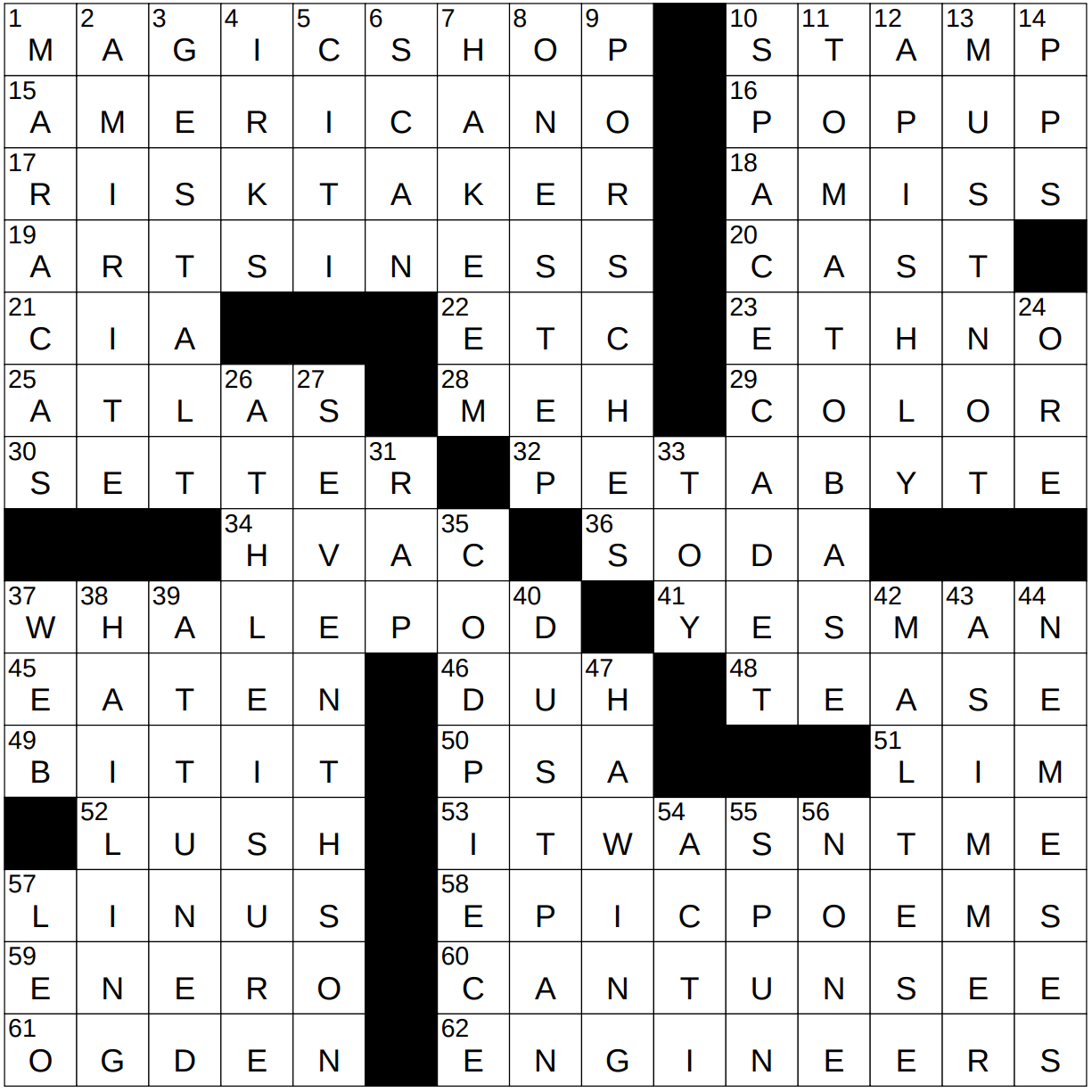 1015 22 NY Times Crossword 15 Oct 22 Saturday NYXCrossword