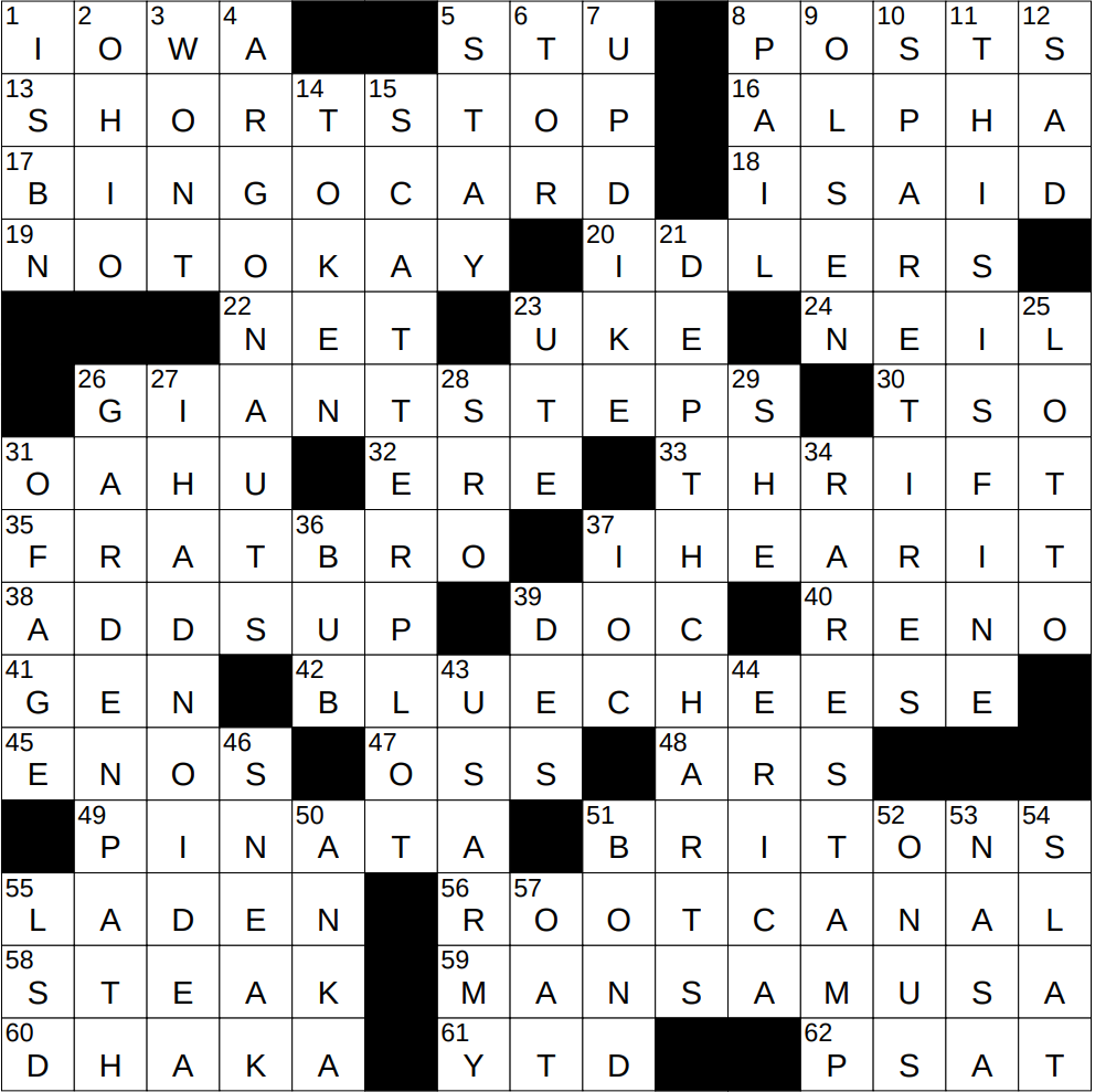 1108 25 NY Times Crossword 8 Nov 25 Saturday NYXCrossword