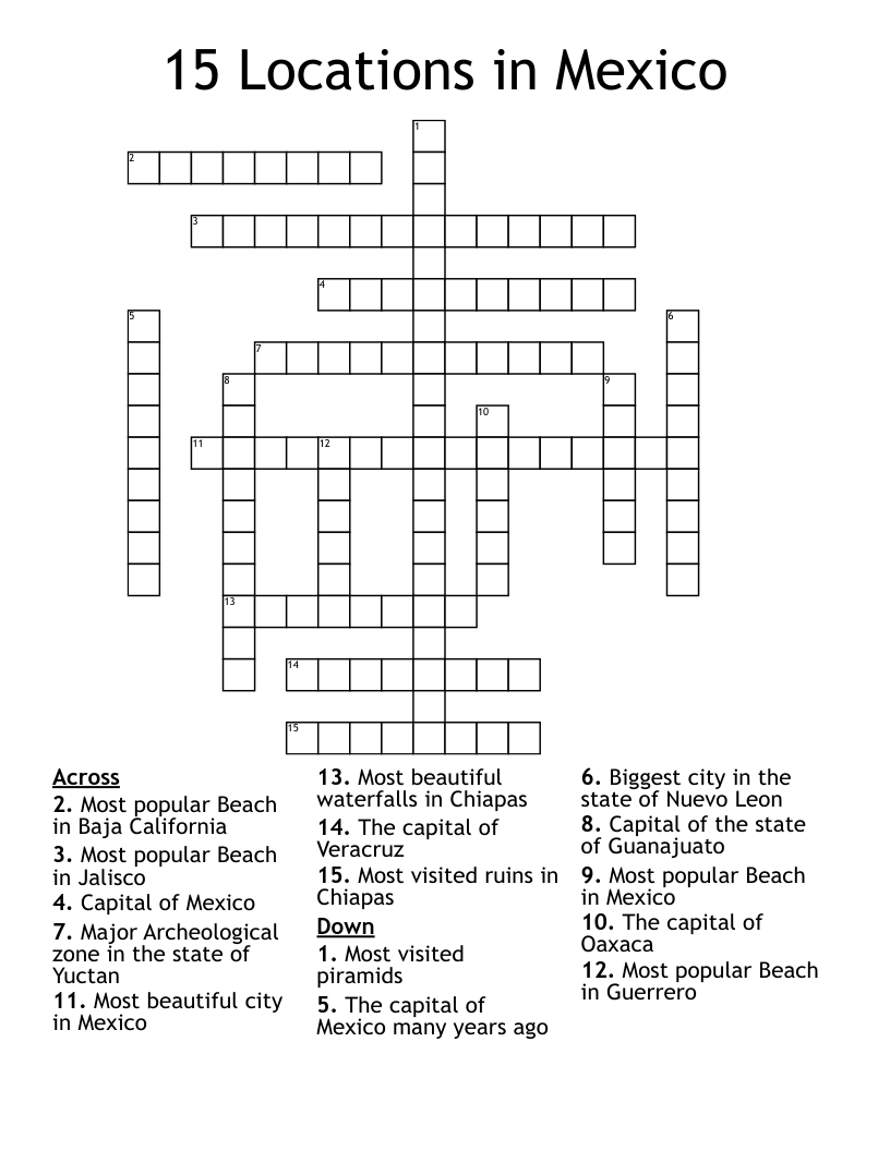 15 Locations In Mexico Crossword WordMint