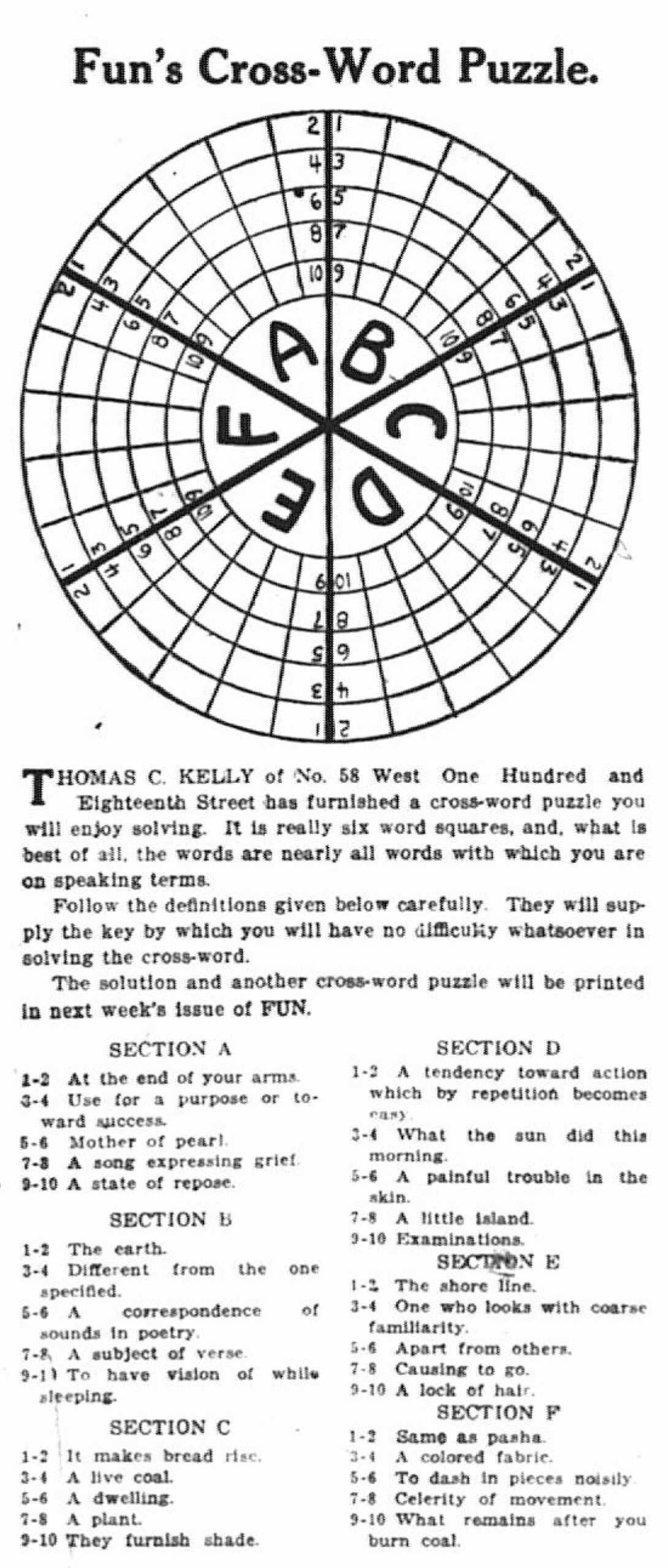 1914 The Year In Crosswords T Campbell s Grid