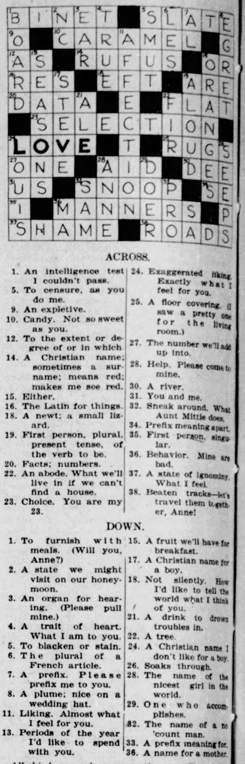 1926 The Year In Crosswords 2 Of 2 T Campbell s Grid