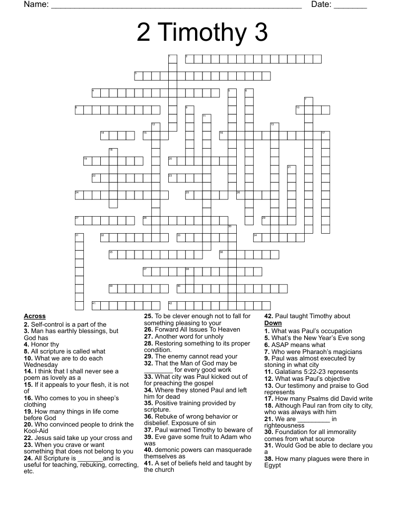 2 Timothy 3 Crossword WordMint