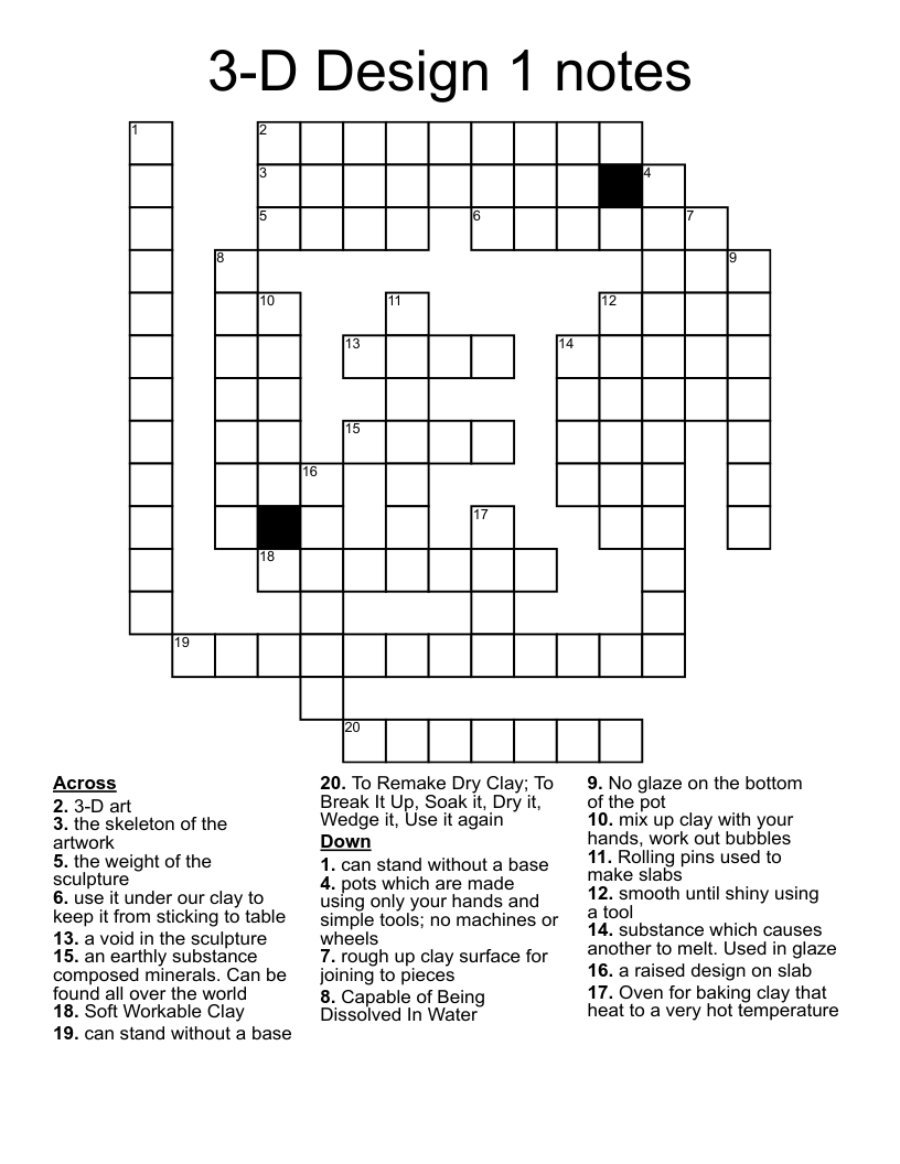 3 D Design 1 Notes Crossword WordMint 3 D Design 1 Notes Crossword WordMint