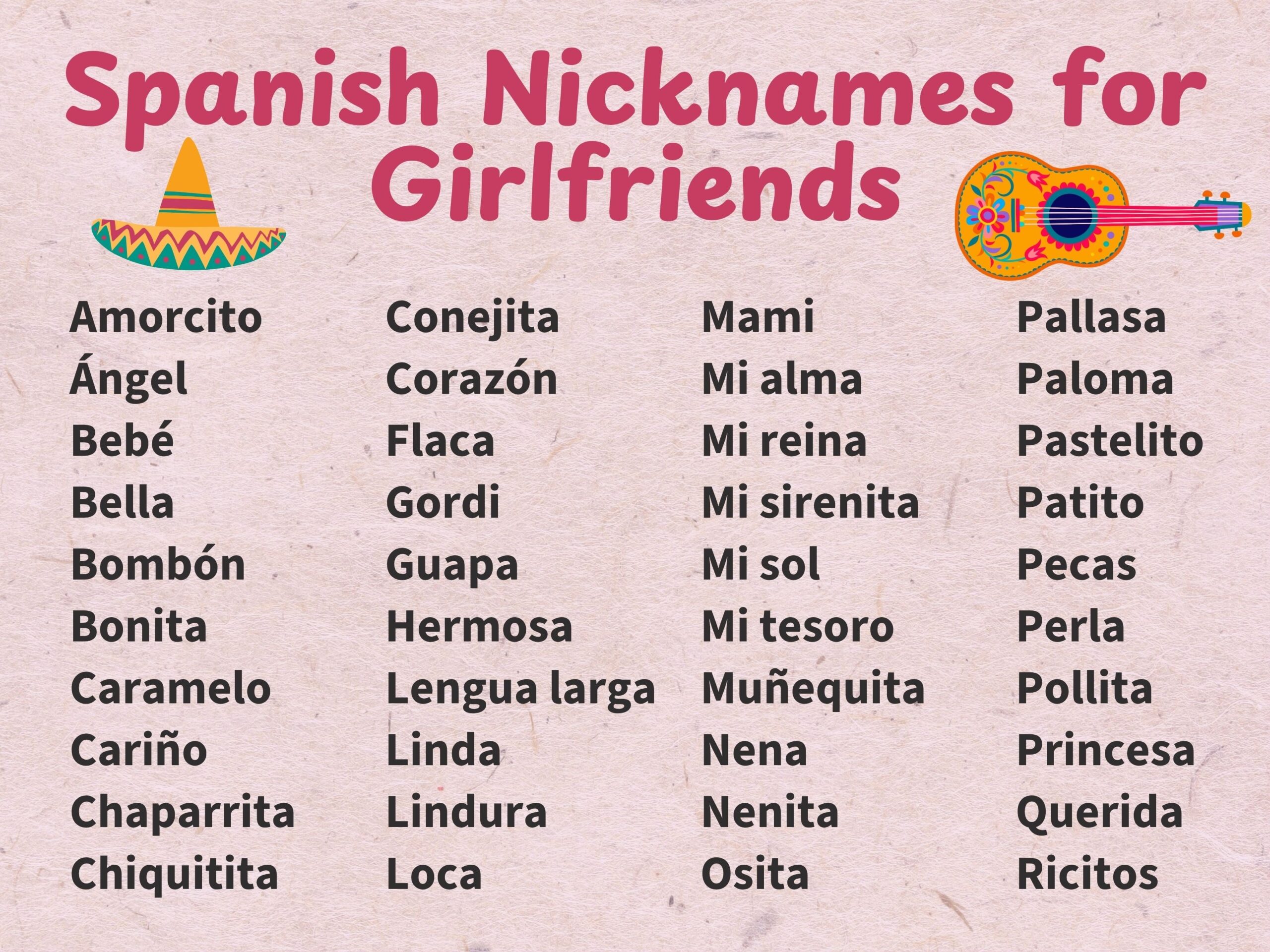 70 Cute Names To Call Your Girlfriend In Spanish