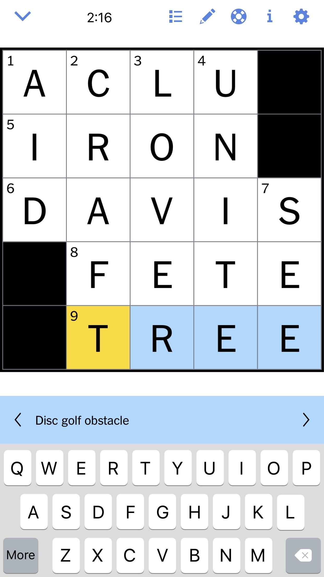 9 Across On Todays NYT Crossword Mini R discgolf