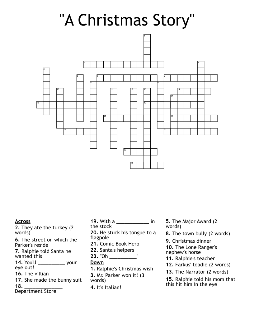 A Christmas Story Crossword WordMint