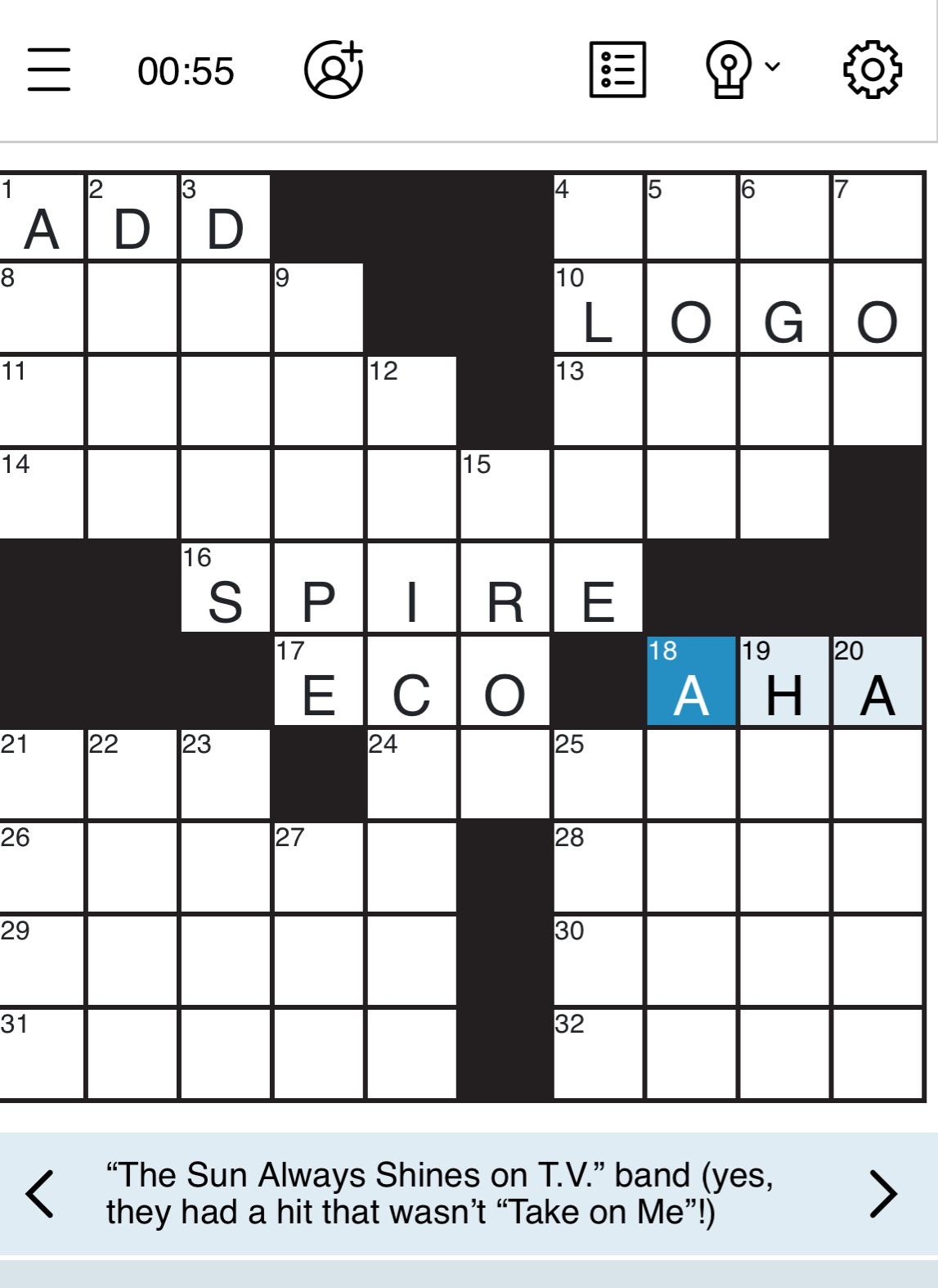 A ha Is An Answer On Today s NYT 10x10 R ToddintheShadow