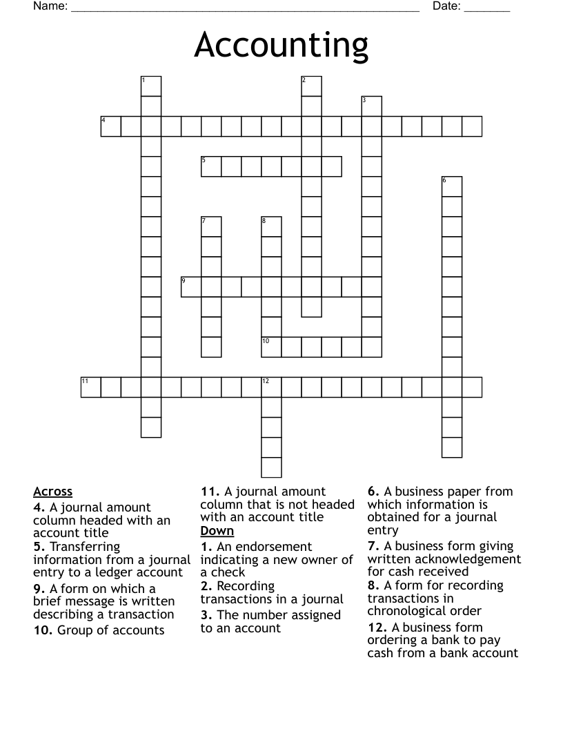Accounting Crossword WordMint