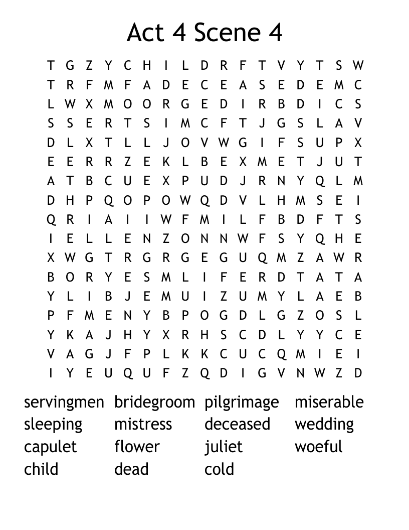 Act 4 Scene 4 Word Search WordMint