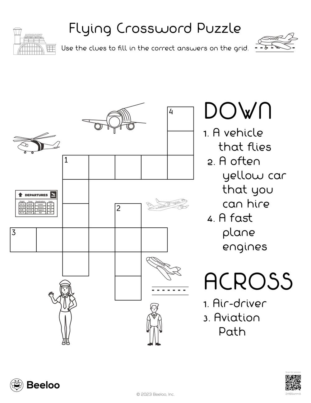 Airport themed Crossword Puzzles Beeloo Printable Crafts And Activities For Kids