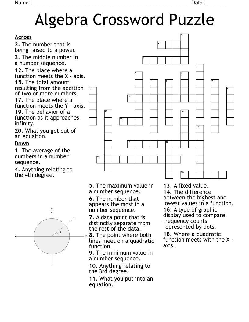 Algebra Final Exam Crossword WordMint
