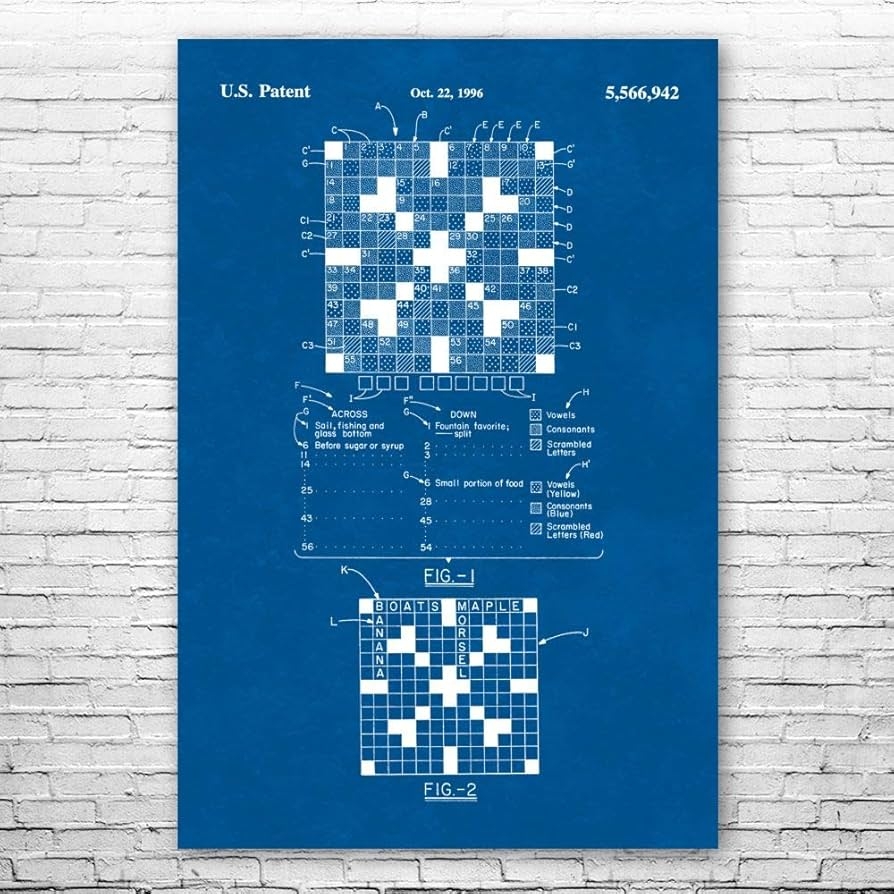 Amazon Crossword Puzzle Poster Print Word Game Art Crossword Decor Trivia Player Gift Crossword Art Print Wordplay Gifts Blueprint 9 Inch X 12 Inch Posters Prints