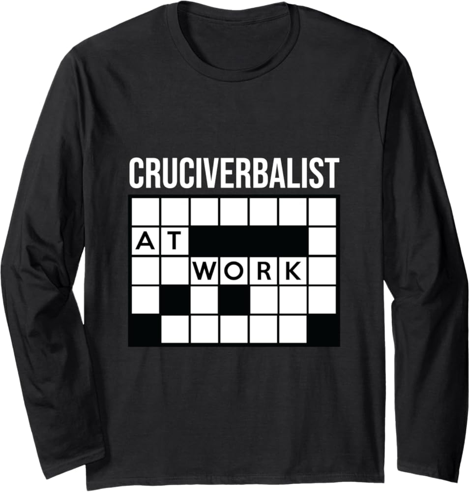 Amazon Cruciverbalist At Work Crossword Clue Solver Puzzle Gift Long Sleeve T Shirt Clothing Shoes Jewelry