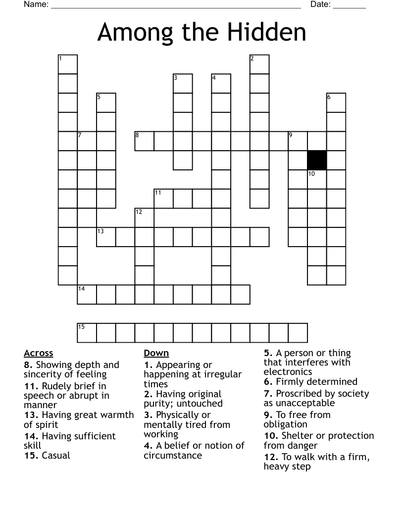 Among The Hidden Crossword WordMint