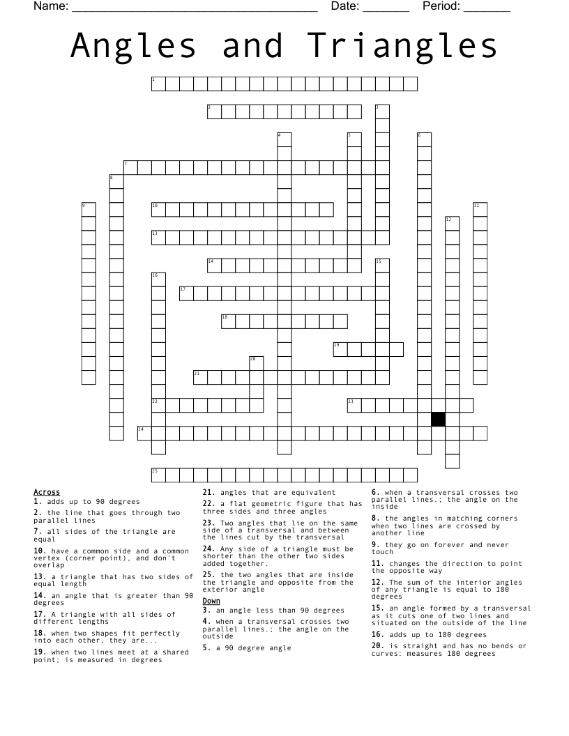 Angles And Triangles Crossword WordMint