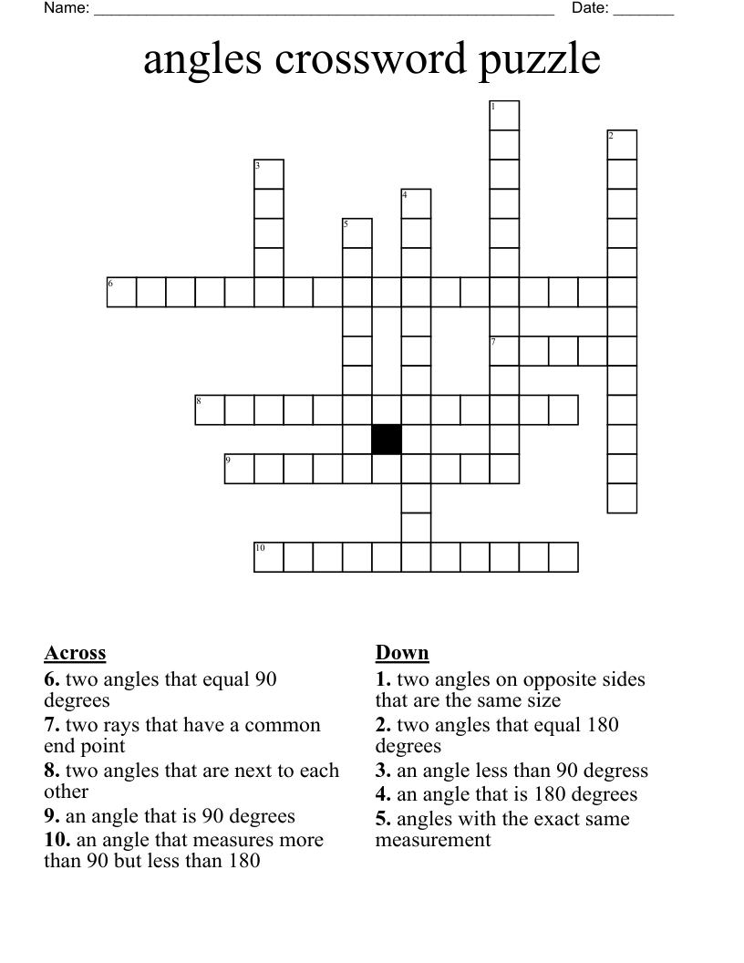 Angles Crossword Puzzle WordMint