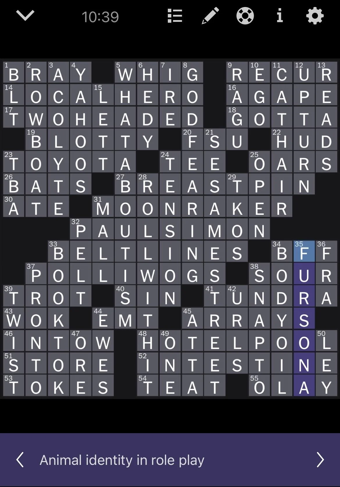 Animal Identity In Role Play Was A Clue In Saturday s New York Time s Crossword Puzzle R furry
