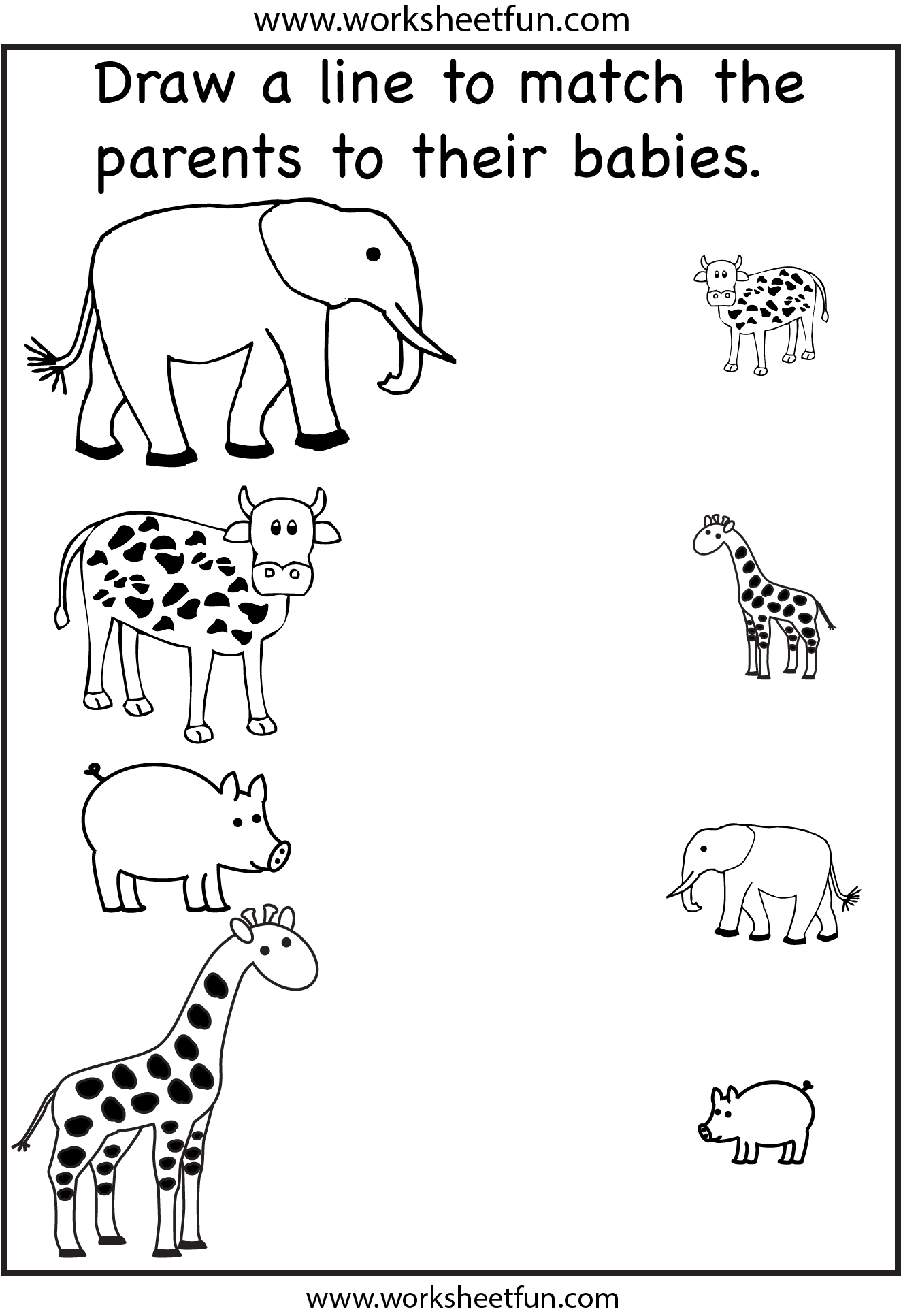 Animal Parents And Babies Match The Parents 2 Worksheets FREE Printable Worksheets Worksheetfun