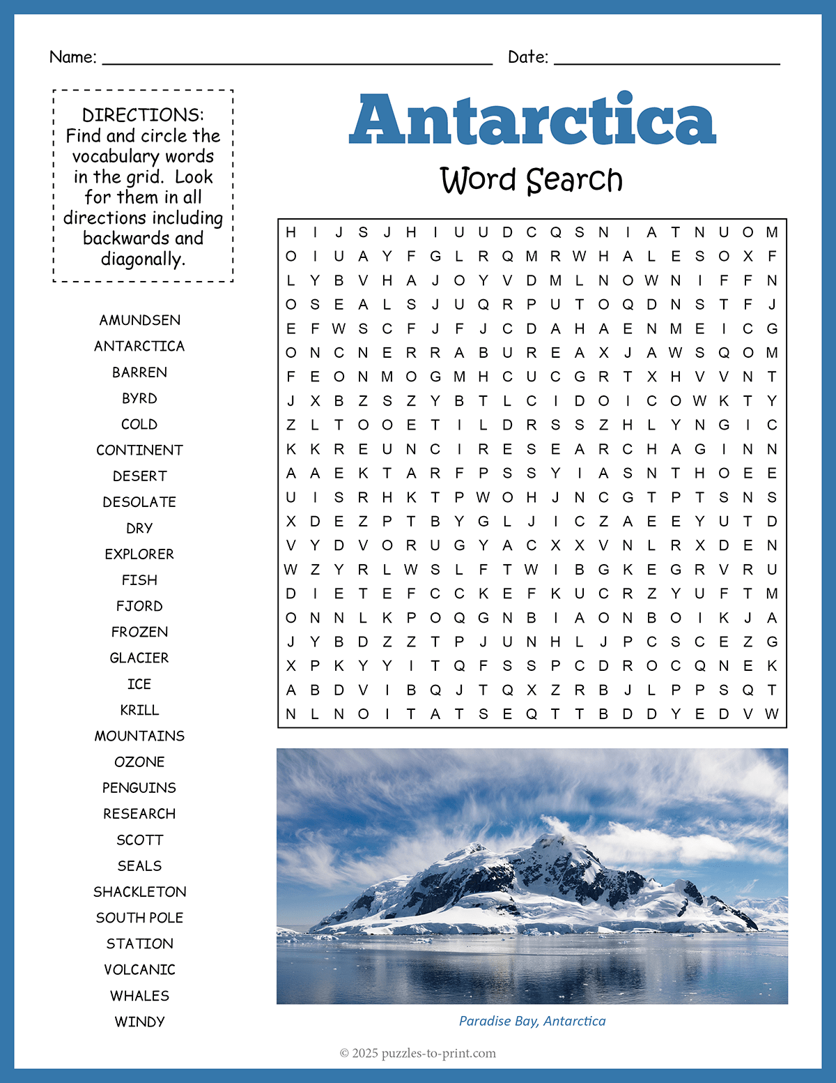 Antarctica Word Search