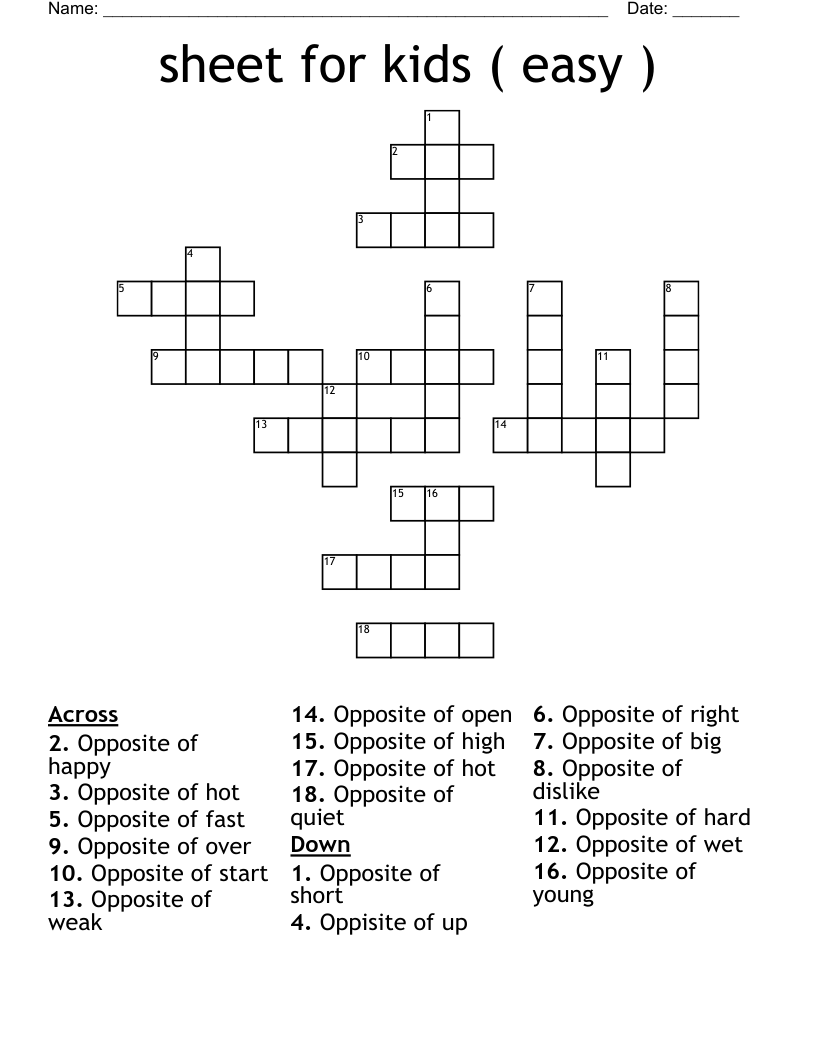 Antonym Crossword WordMint