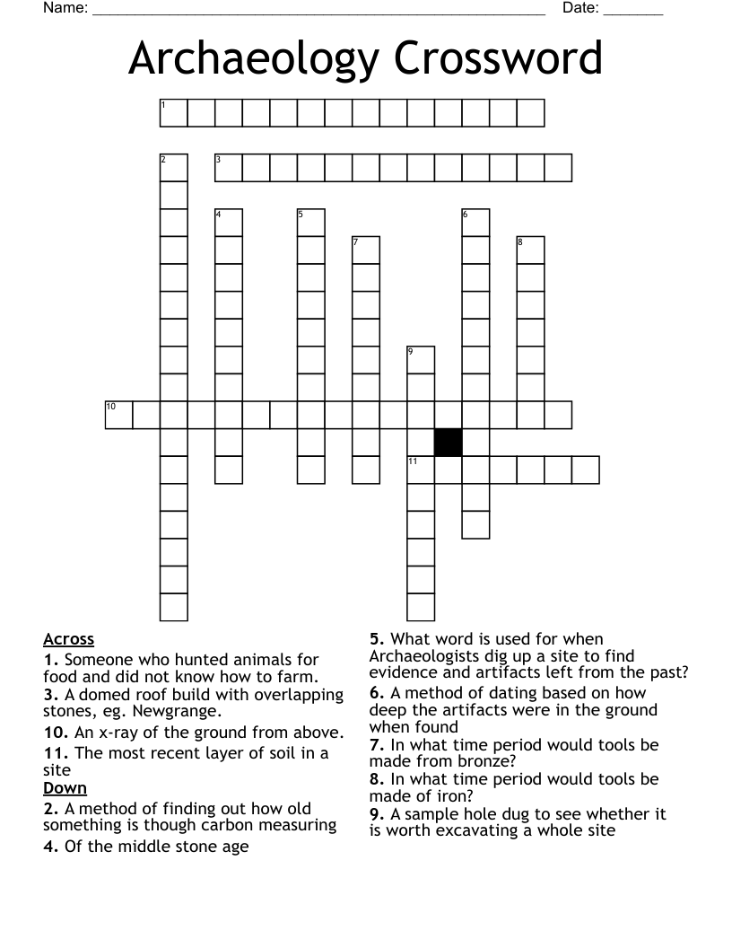 Archaeology Crossword WordMint