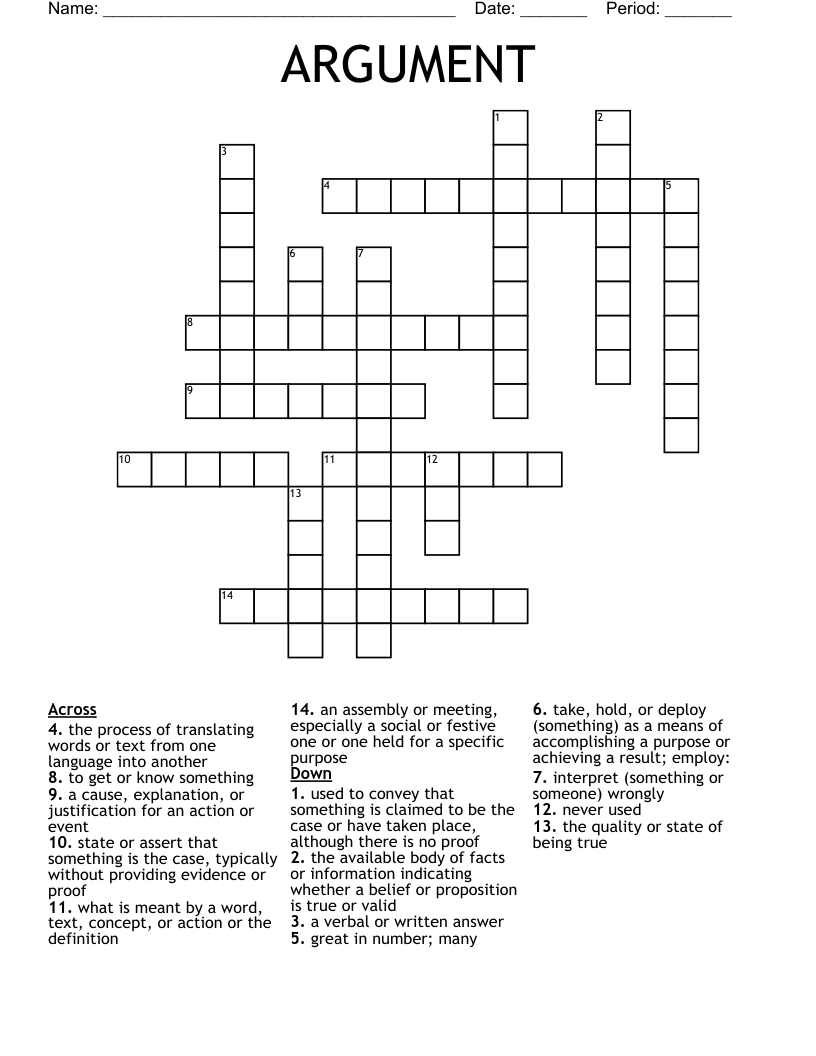 ARGUMENT Crossword WordMint ARGUMENT Crossword WordMint