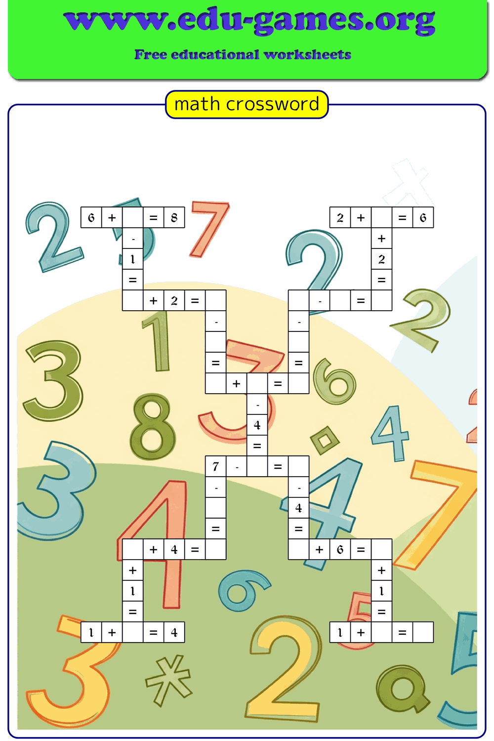 Arithmetic Crossword Puzzle Maker Edu Games