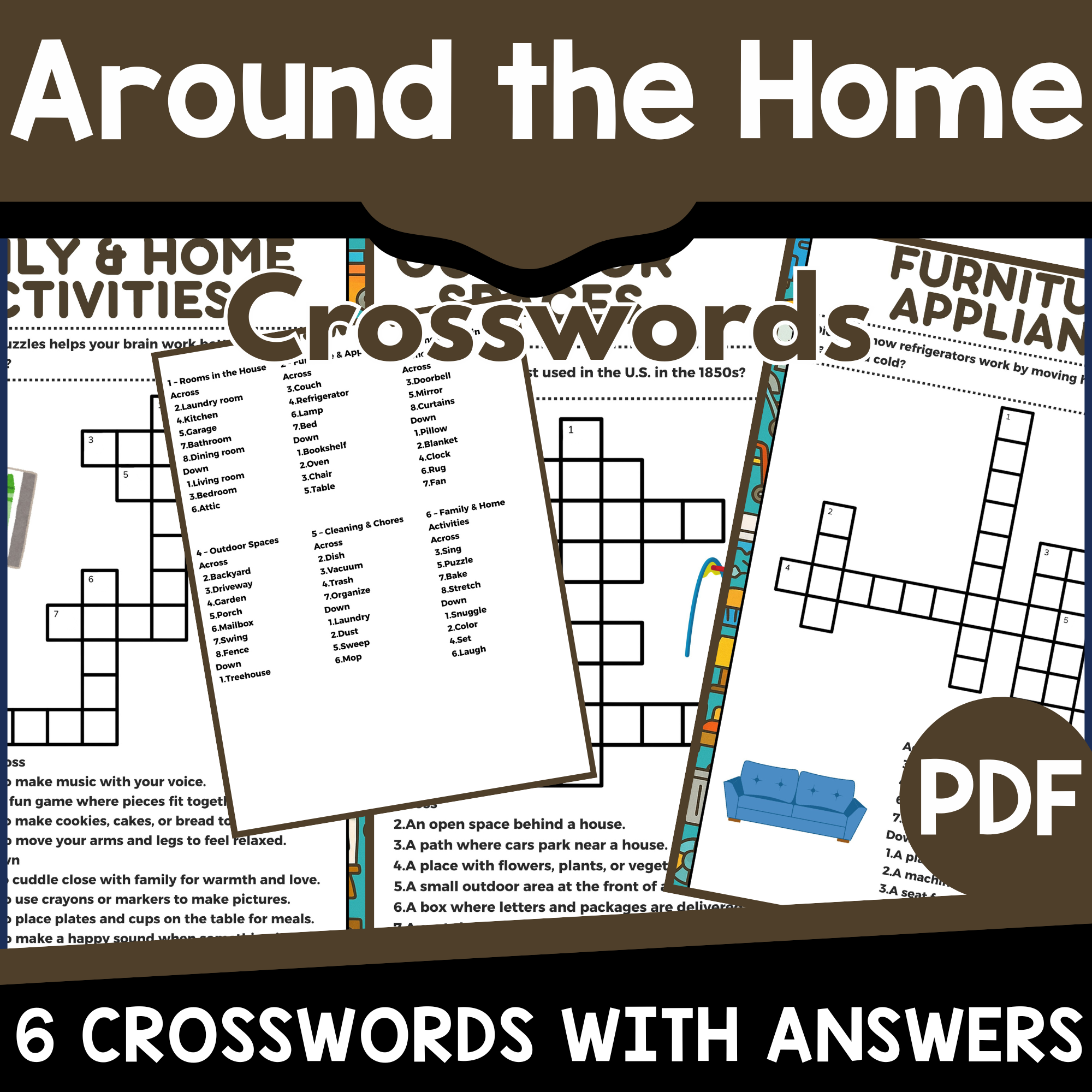 Around The Home Crosswords PDF By Teach Simple