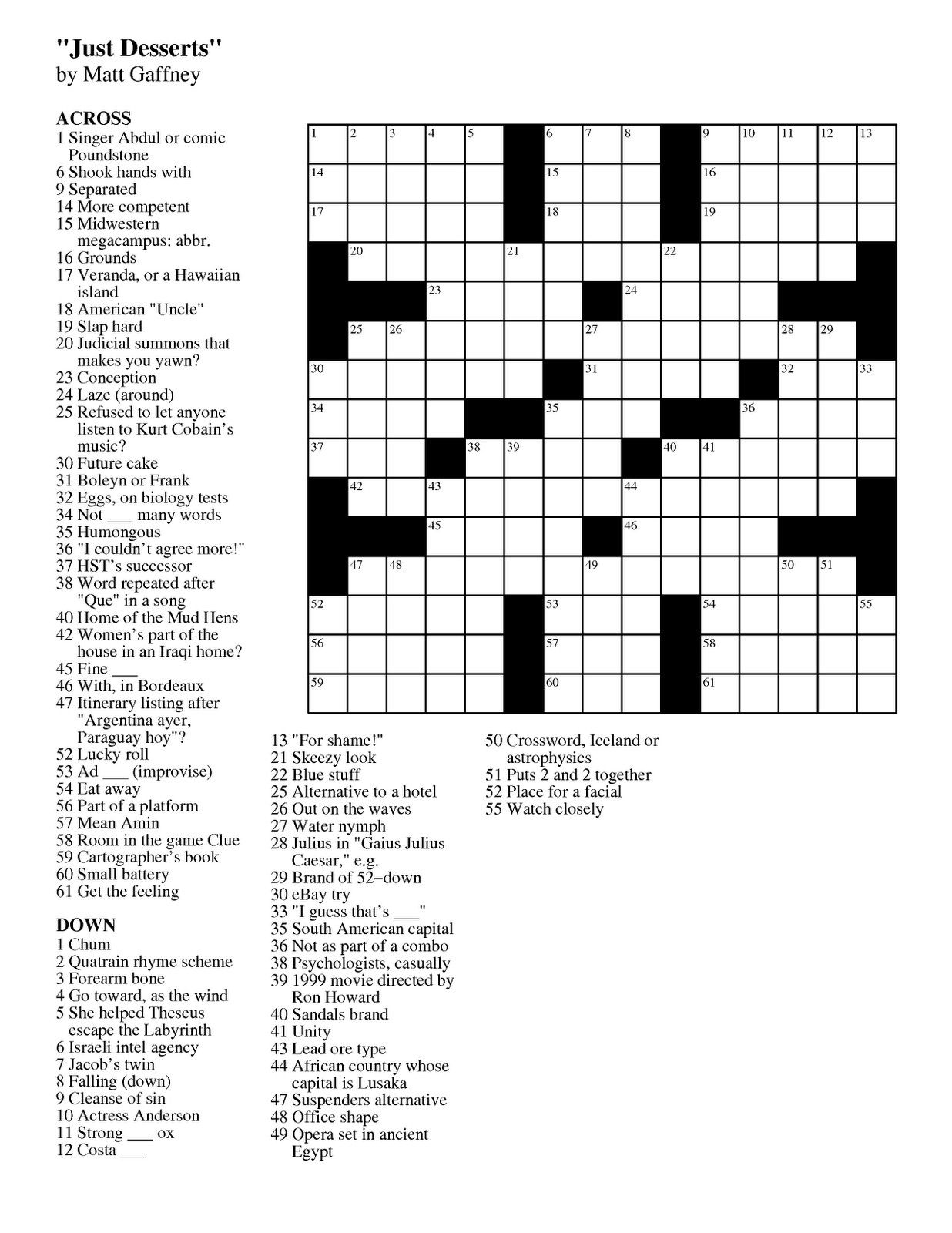 Asl Crossword Puzzle