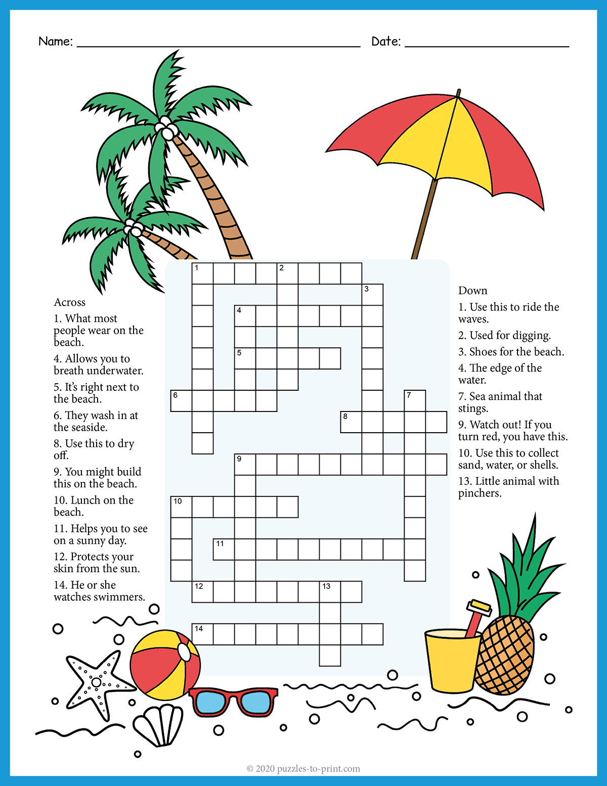 At The Beach Crossword