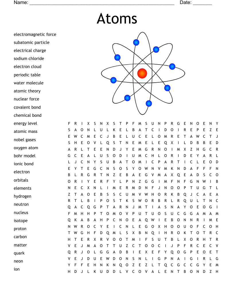Atoms Word Search WordMint