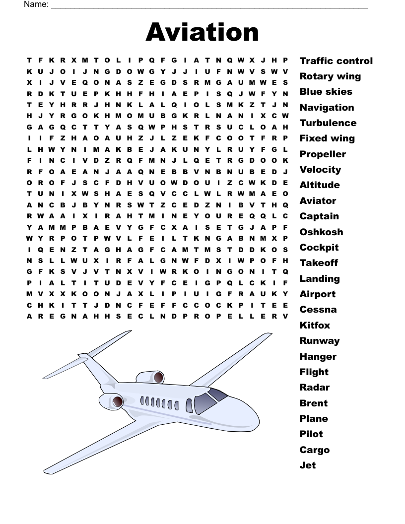 Aviation Vocabulary Crossword WordMint