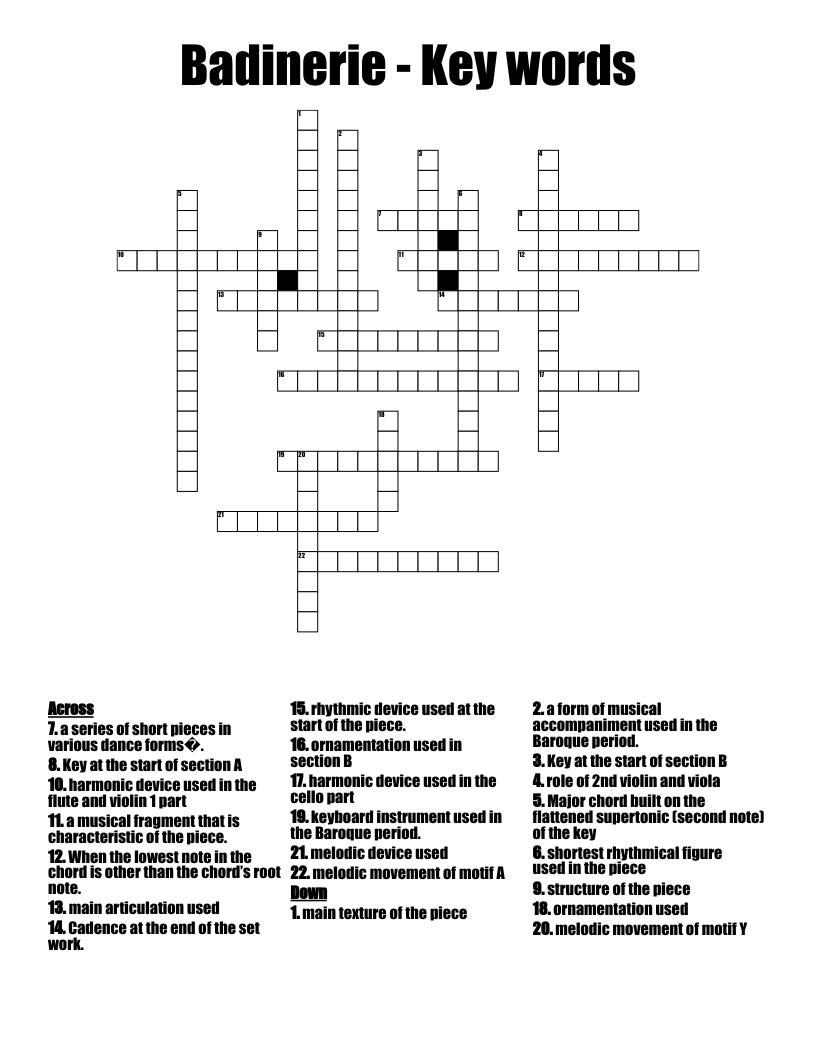 Badinerie Key Words Crossword WordMint Badinerie Key Words Crossword WordMint