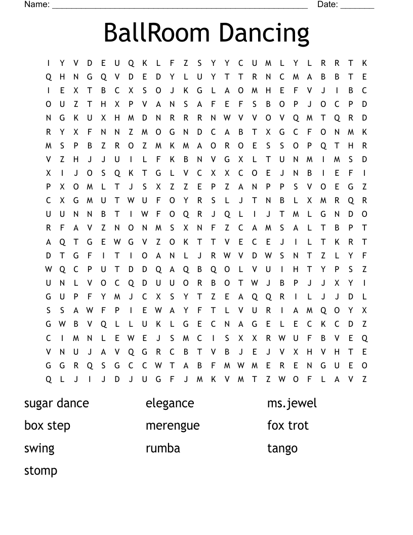 BallRoom Dancing Word Search WordMint
