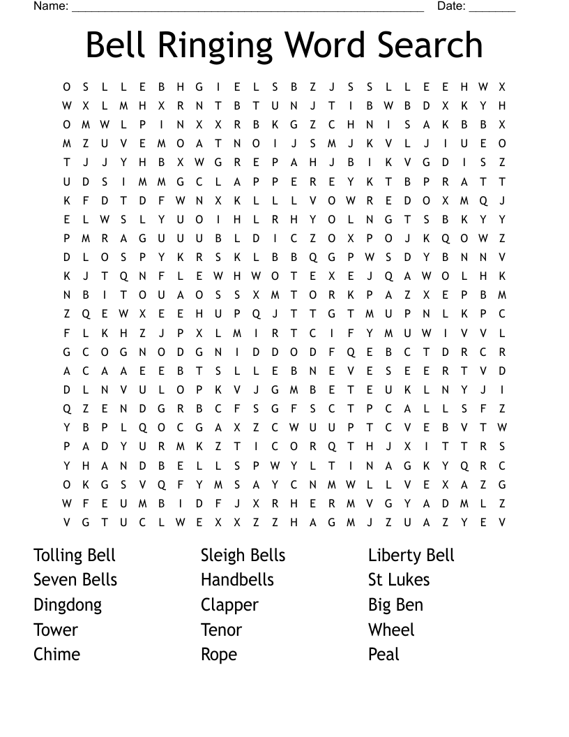 Bell Ringing Word Search WordMint Bell Ringing Word Search WordMint