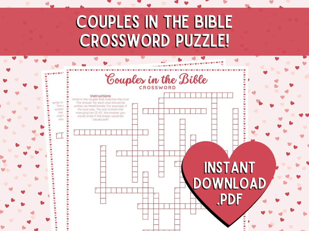 Bible Couples Crossword Puzzle Valentine s Day Game PDF Download Etsy