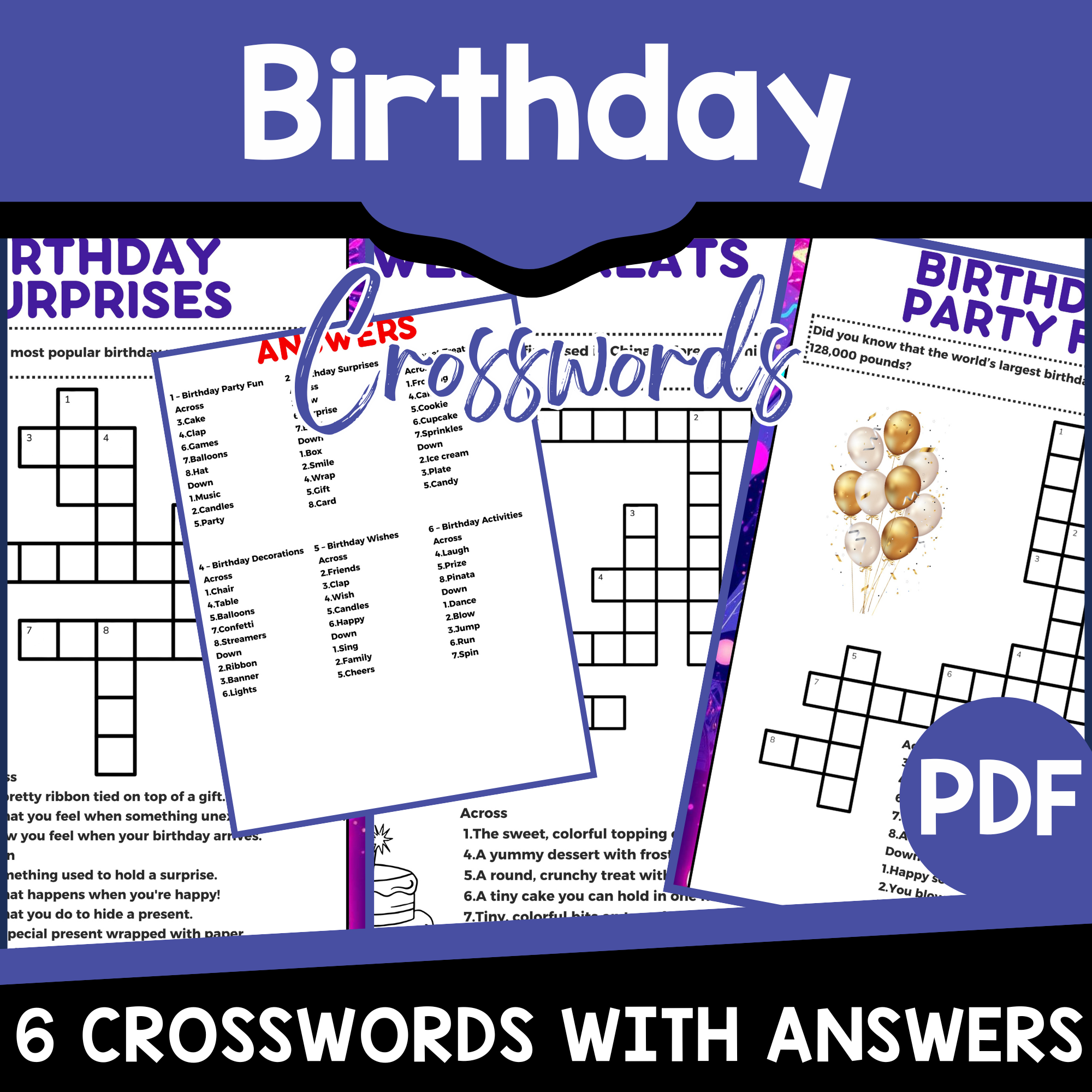 Birthday Crosswords PDF By Teach Simple Birthday Crosswords PDF By Teach Simple