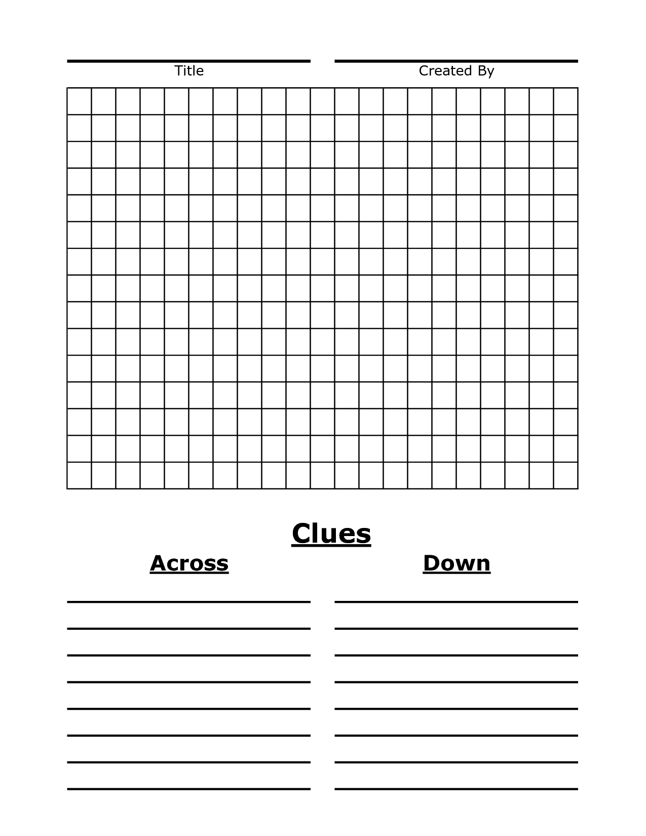 Blank Crossword Grid Printable