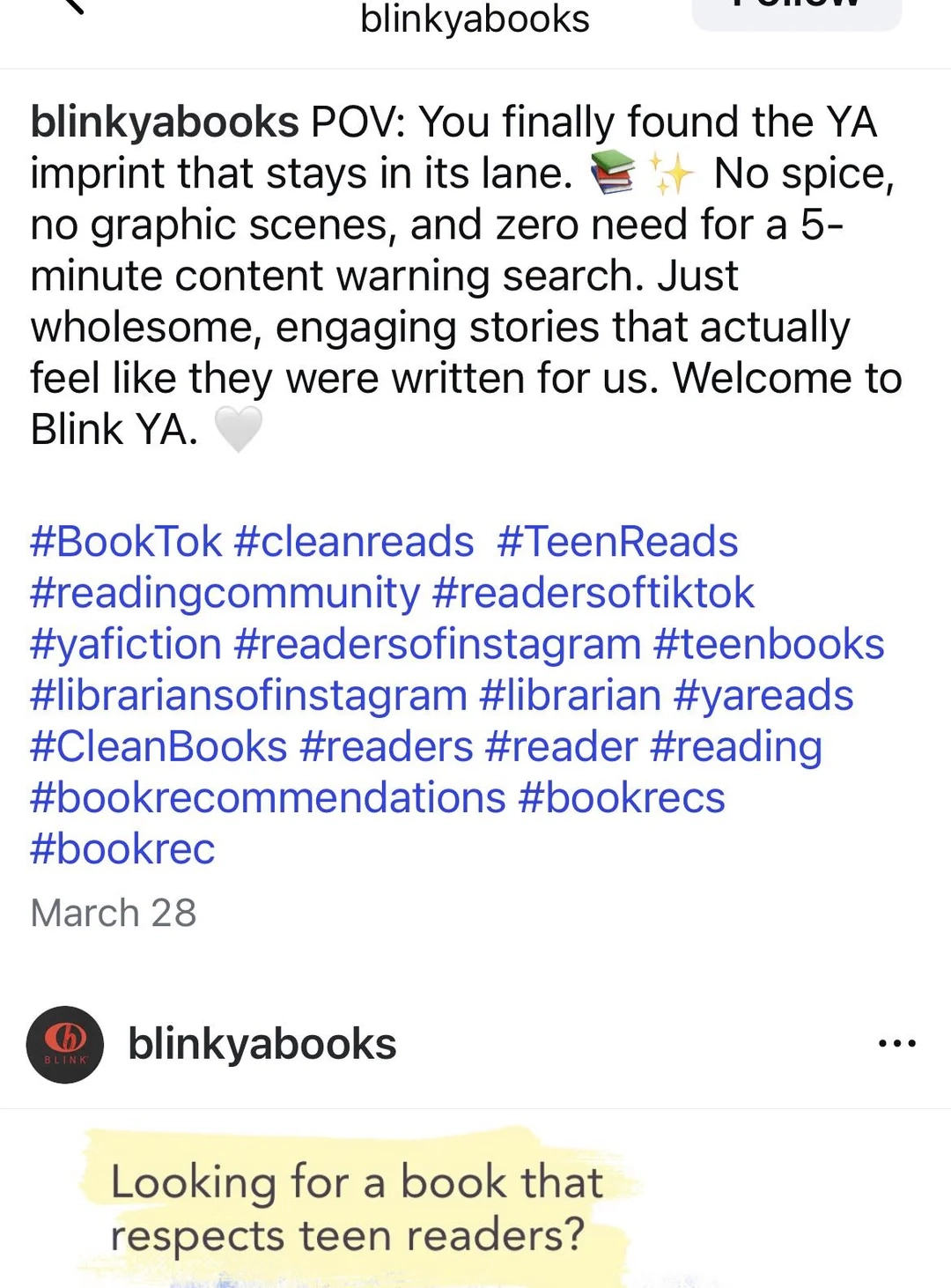 Blink YA clean Books A HarperCollins Imprint R YAlit