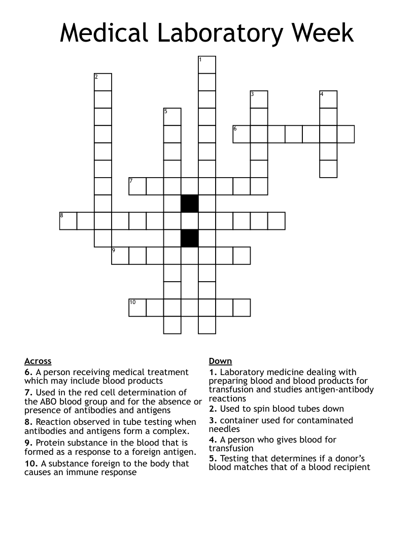 Blood Bank Crossword WordMint