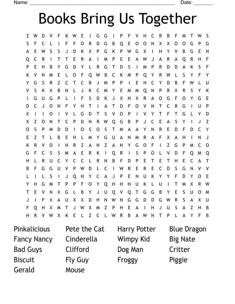 Books Bring Us Together Word Search WordMint