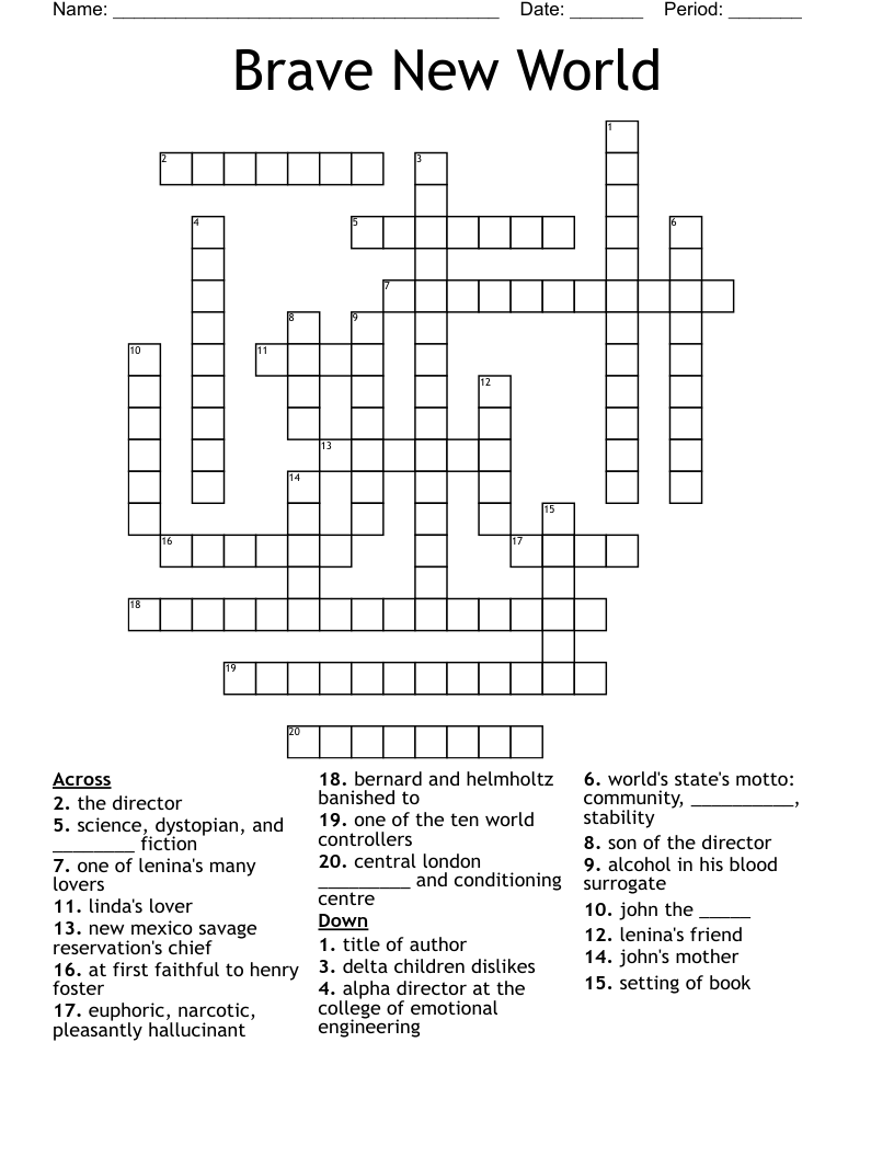 Brave New World Crossword WordMint